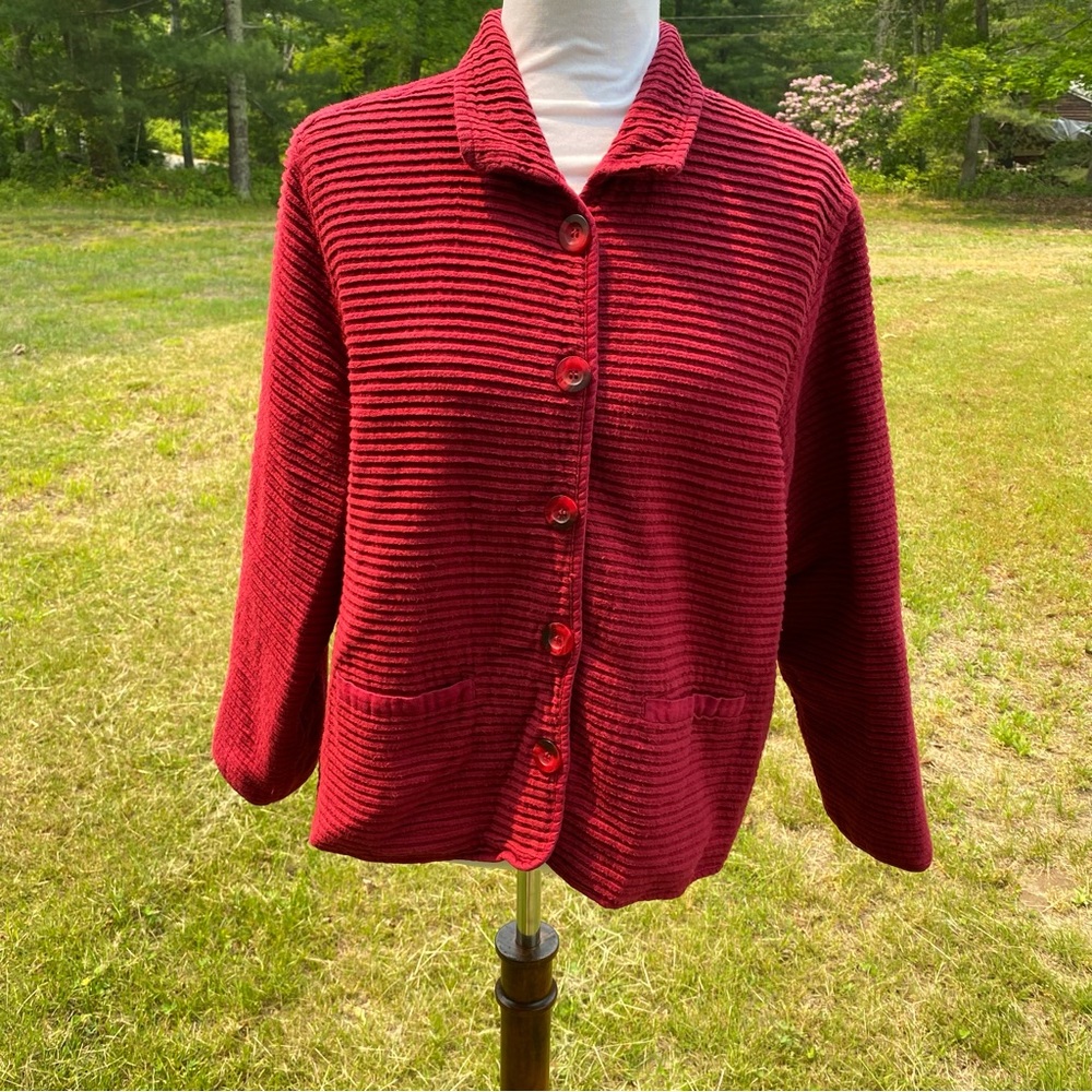 THE TERRITORY AHEAD JACKET RED WAFFLE BUTTON FRONT POCKETS SIZE XL
